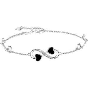 Adjustable Infinity & Heart Anklet - 925 Sterling Silver, Perfect Gift for Her